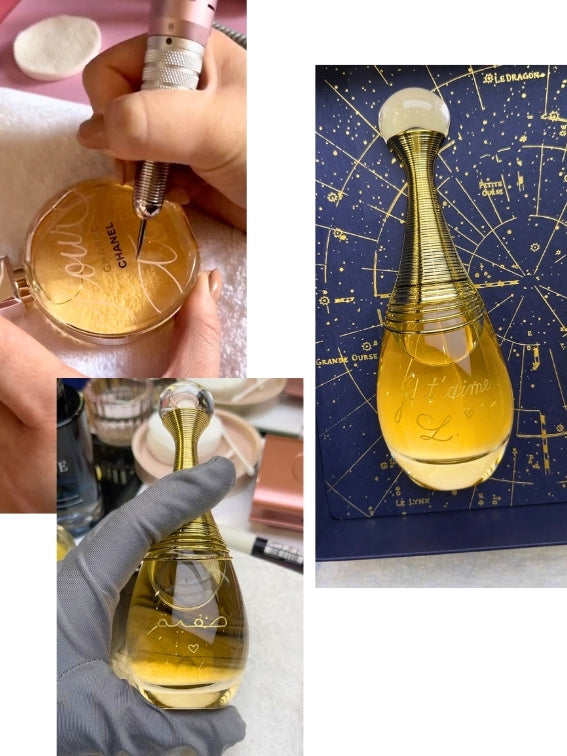 Prestation pour la personnalisation de parfum avec de la gravure