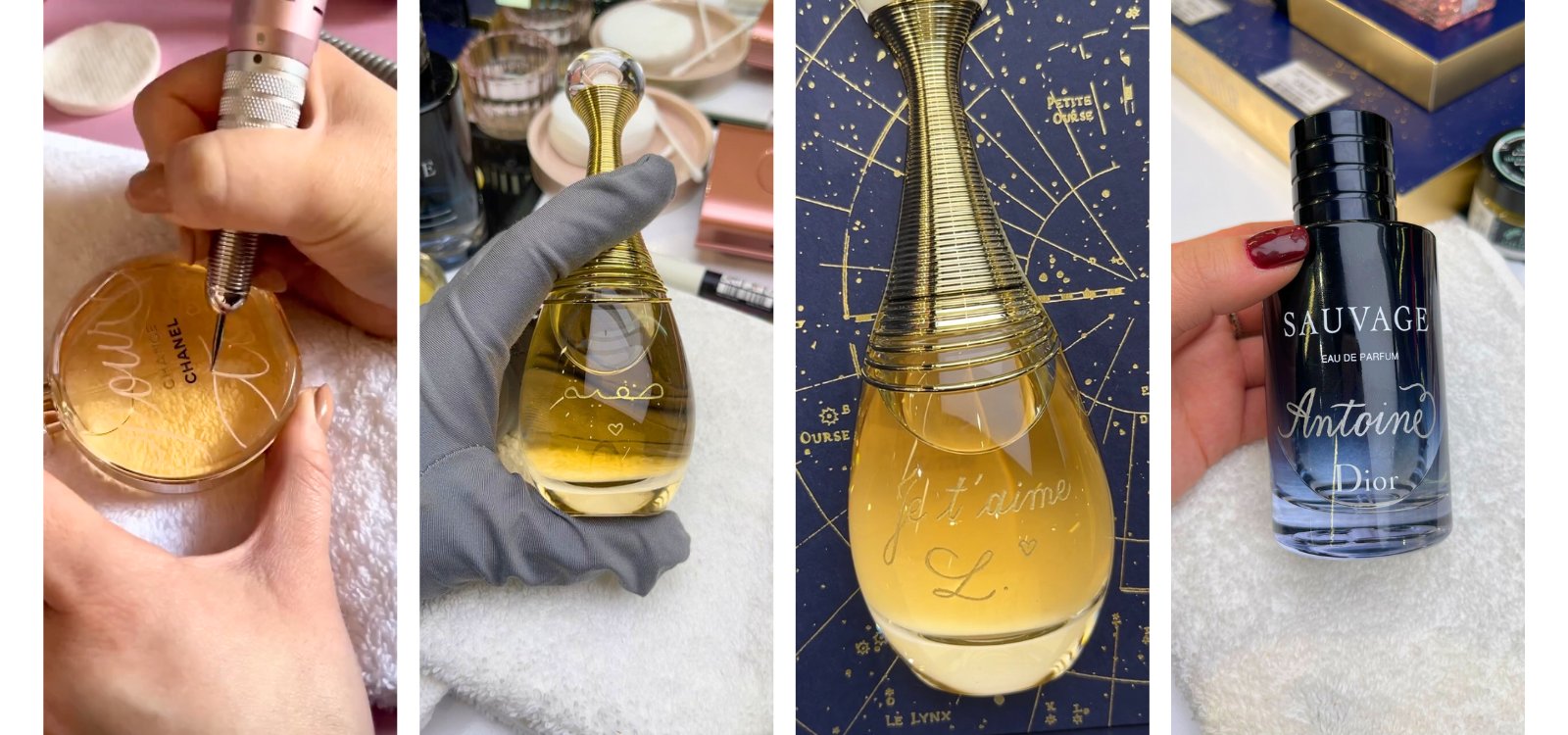 Prestation pour la personnalisation de parfum avec de la gravure