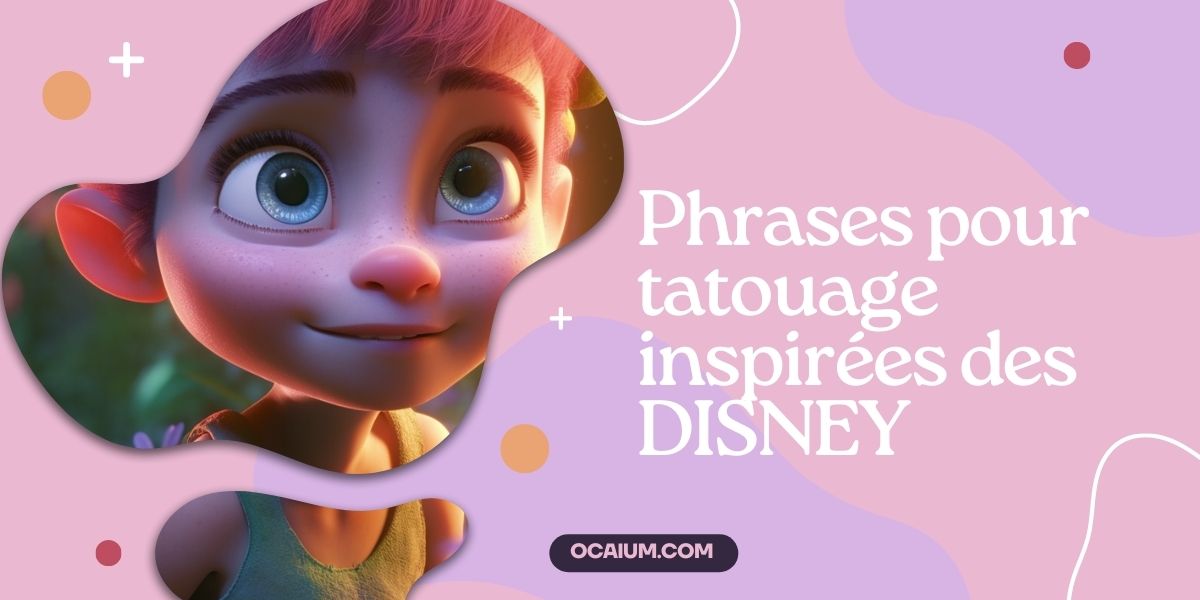 Bannière pour phrase tatouage Disney avec un personnage du style Disney