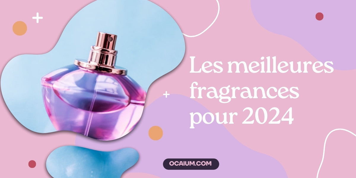 Bannière blog ocaium - parfum sur fond bleu