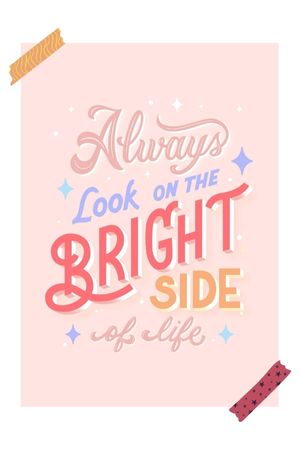 Lettering digital sur IPAD avec Procreate. Il est écrit "Always look on the bright side of life".